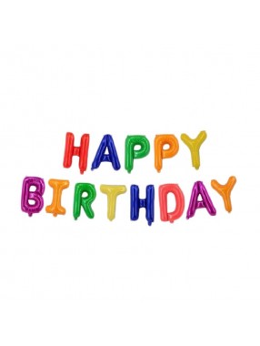 Шар фольга Happy Birthday Цветные буквы