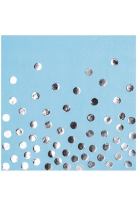 Салфетки Горошек серебро 33*33 / 6 шт