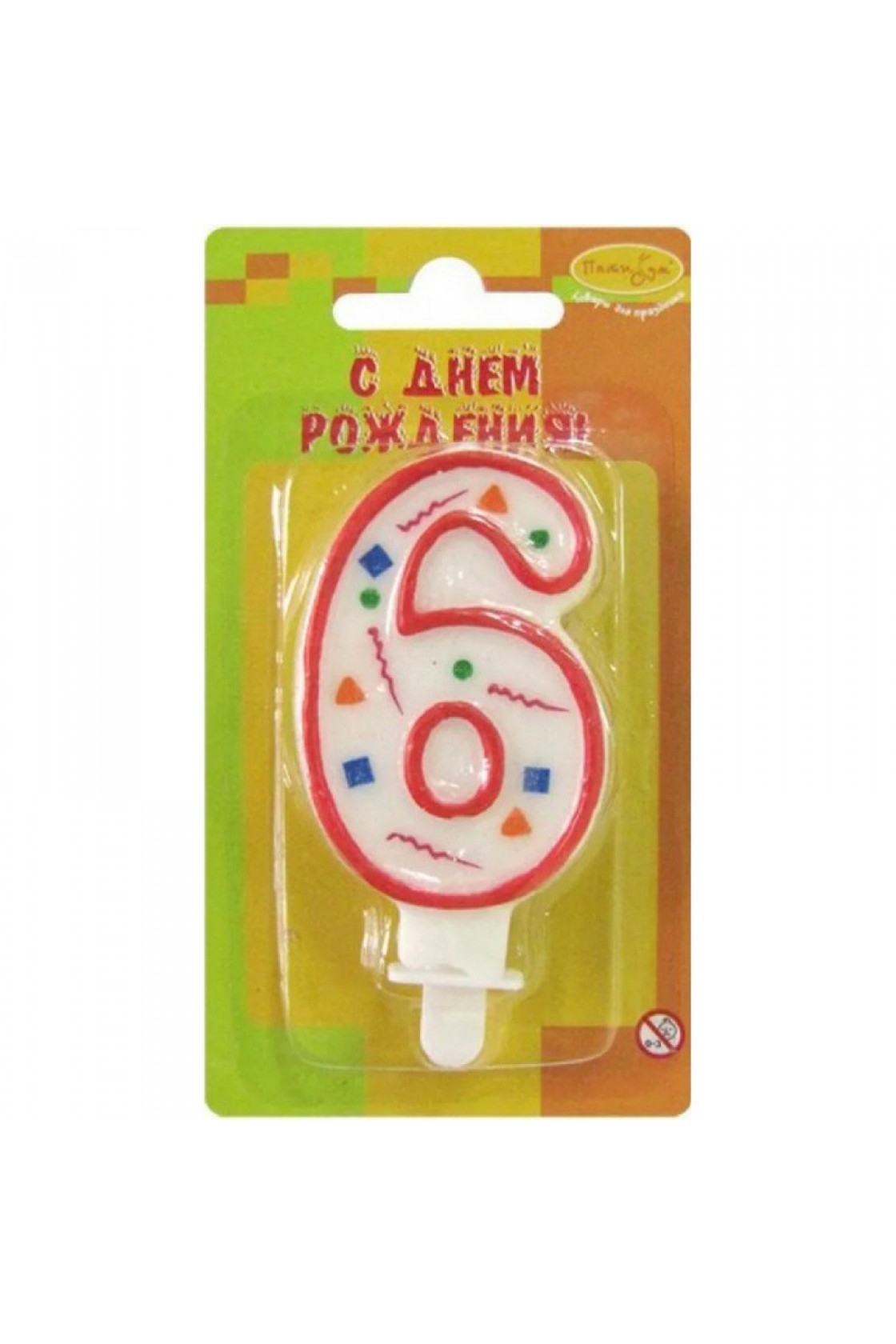 Купить МС Свеча Цифра 6 Красное конфетти в Новосибирске с доставкой
