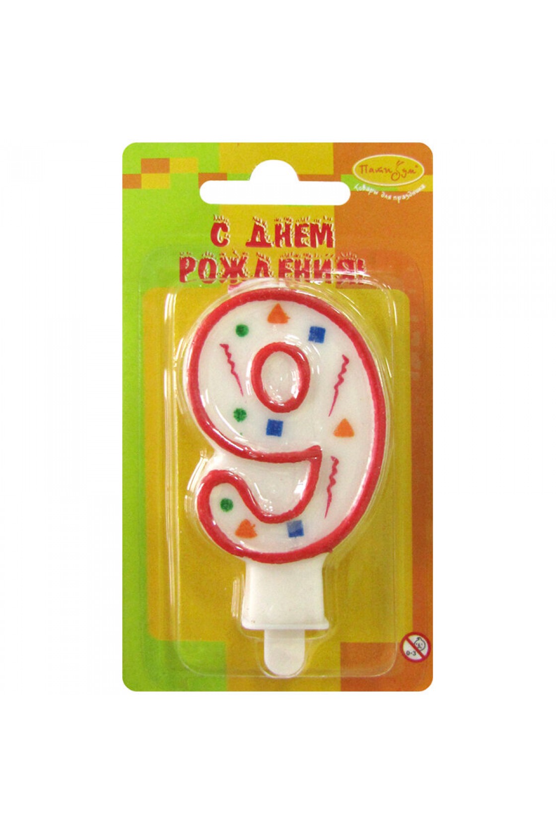 Купить МС Свеча Цифра 9 Красное конфетти в Новосибирске с доставкой