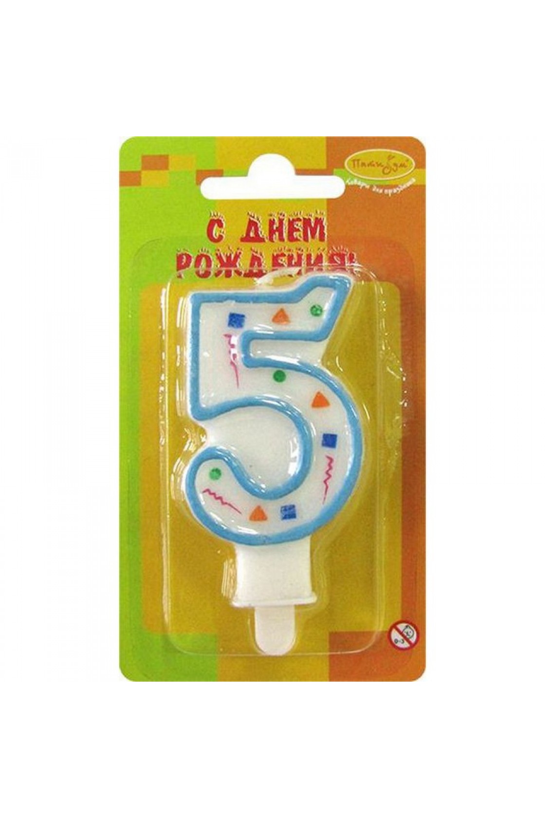 Купить МС Свеча Цифра 5 Голубое конфетти в Новосибирске с доставкой