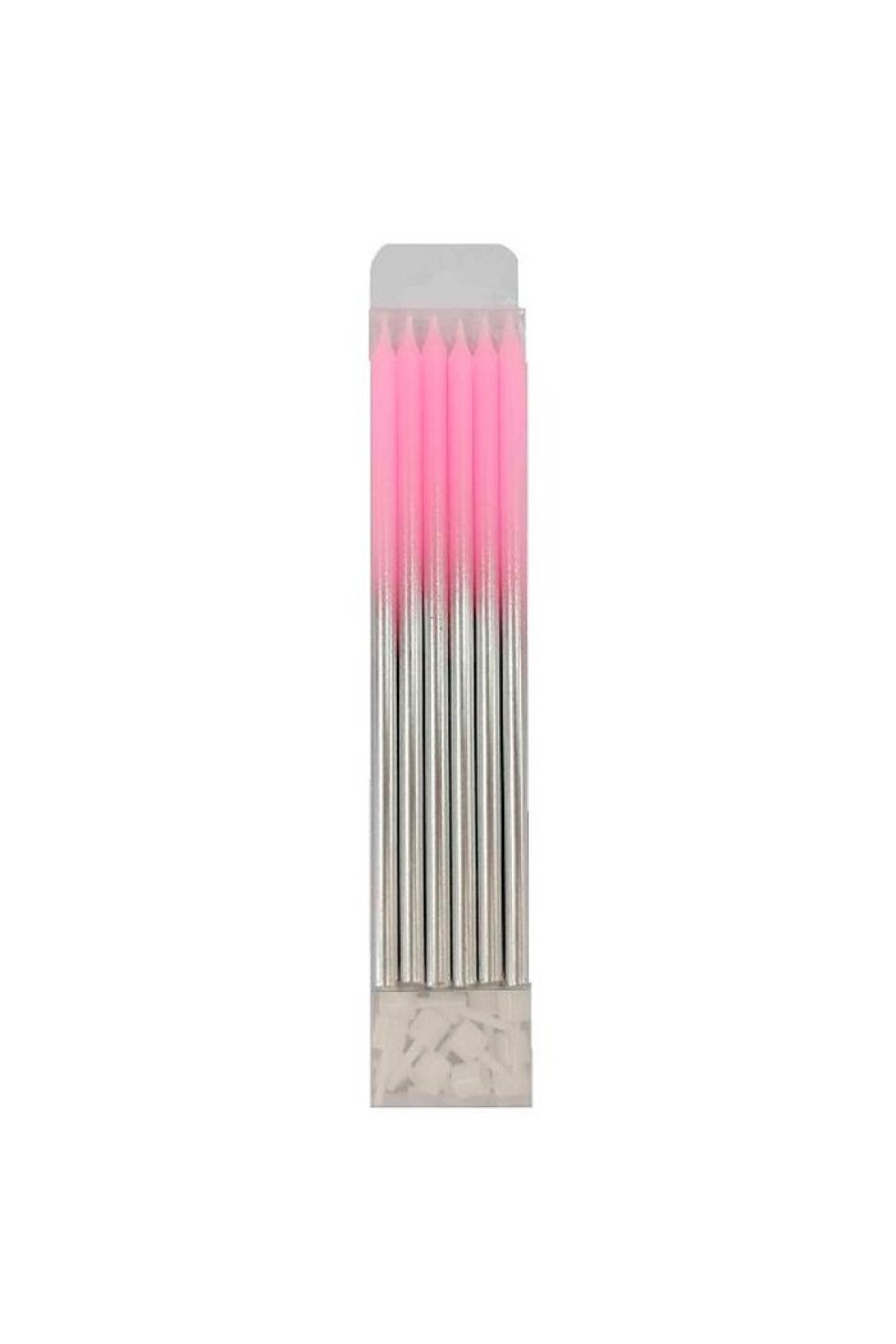 Купить MС Свечи Металлик Pink & Silver 15см с держ. 12шт в Новосибирске с доставкой