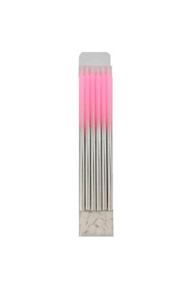 MС Свечи Металлик Pink & Silver 15см с держ. 12шт