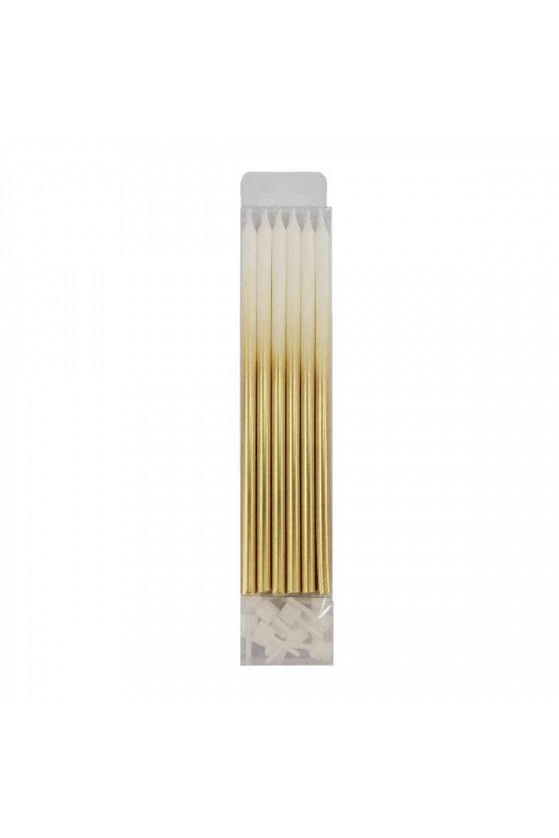 Купить MС Свечи Металлик White & Gold 15см с держ. 12шт в Новосибирске с доставкой