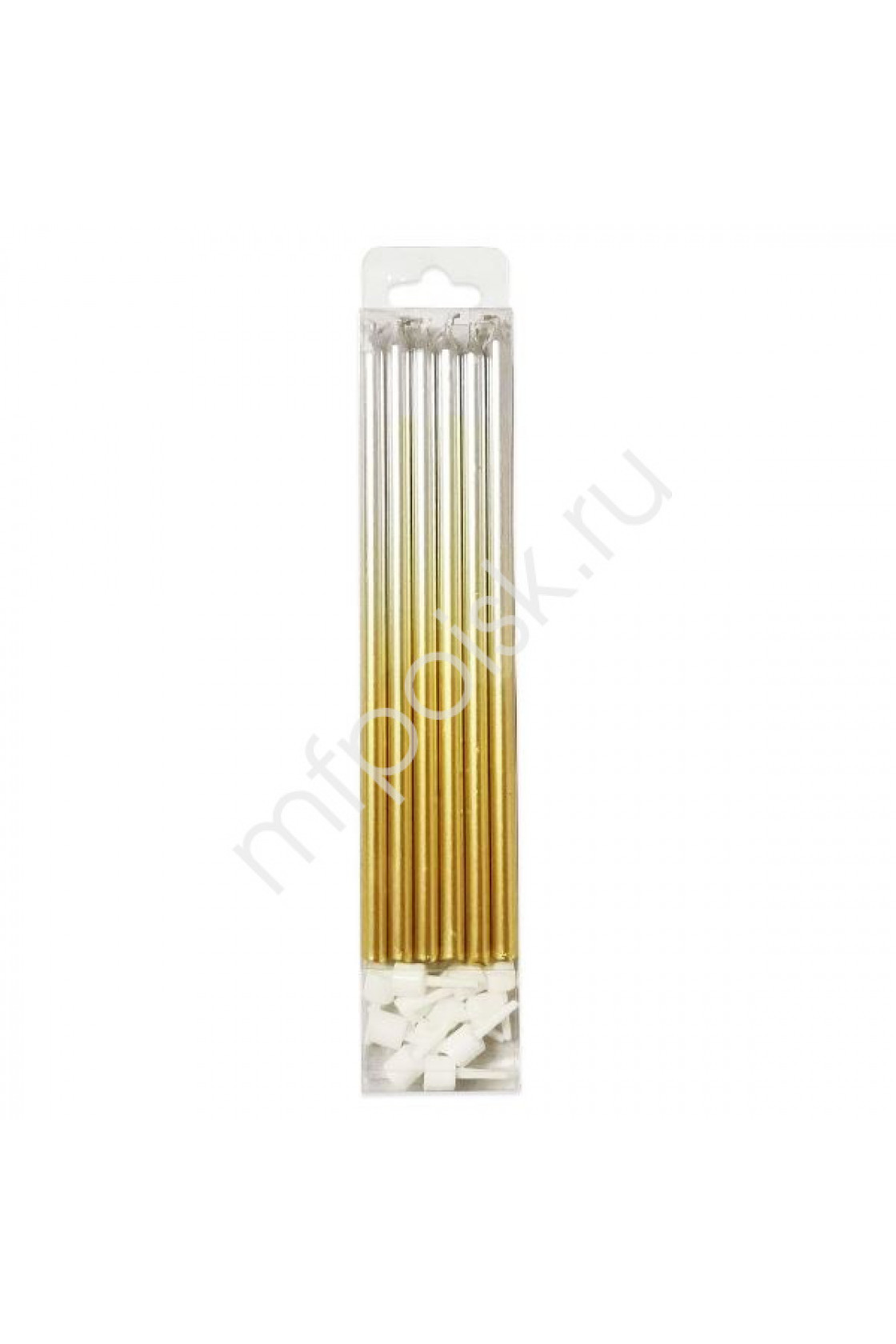 Купить MС Свечи Металлик Silver & Gold 15см с держателями 12шт в Новосибирске с доставкой