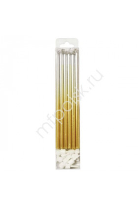 MС Свечи Металлик Silver & Gold 15см с держателями 12шт