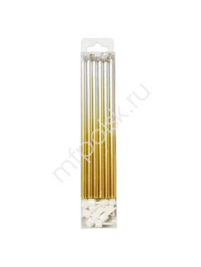 MС Свечи Металлик Silver & Gold 15см с держателями 12шт