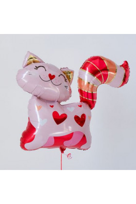 A Фигура Кошка розовая с сердцами