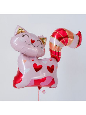A Фигура Кошка розовая с сердцами