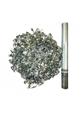 Пневмохлопушка 40 см серебро серпантин