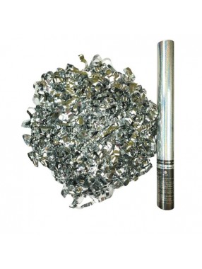 Пневмохлопушка 40 см серебро серпантин