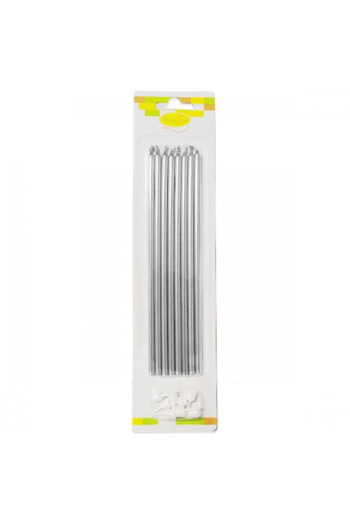 Купить MС Свечи Silver&Blue с держателями 10шт 12см в Новосибирске с доставкой