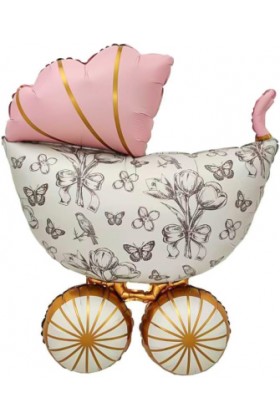 FM Фигура Коляска Винтаж розовая
