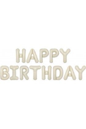 Шар фольга Happy Birthday Белый песок буквы